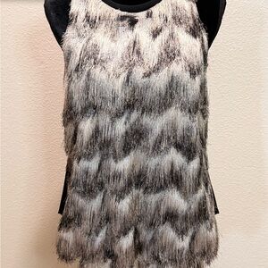 Sachin + Babi Black and Silver Textured Fringe Tank Top